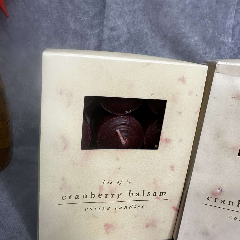 2 Discontinued Pier One Cranberry Balsam Votive Candles Box Of 12 - Picture 2 of 5